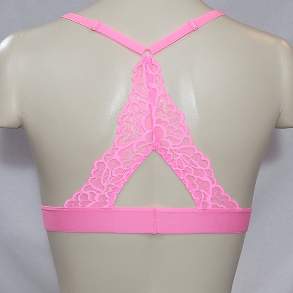 Xhilaration Banded Lace Wire Free Padded Bralette Bra Daring Pink  New - Picture 3 of 5